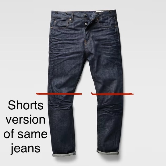 G-STAR RAW ESSENTIALS “U.S. FIRST LUMBER” SHORTS RAW SELVEDGE CONE MILLS 34W NEW - Picture 3 of 16